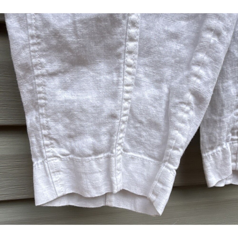 Athleta XS Retreat Linen High Rise Ankle Pants Relaxed White Summer Pants - Picture 12 of 13